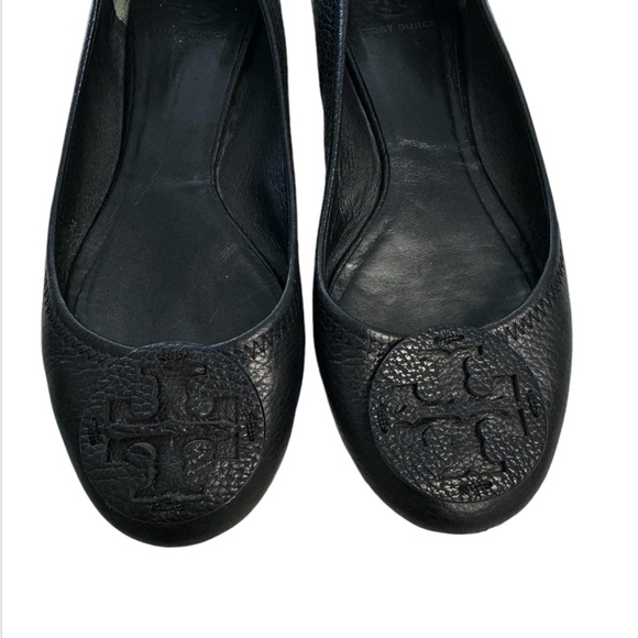 Tory Burch Pebble Black Leather Flats Size 8.5 - Picture 5 of 9